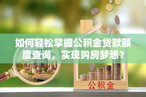 通海如何轻松掌握公积金贷款额度查询，实现购房梦想？
